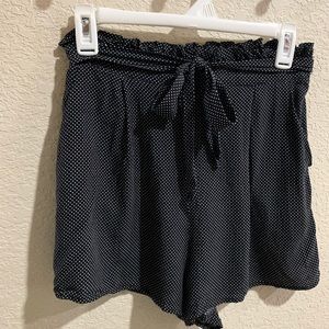 Black polka dot paper bag high waist shorts Size M